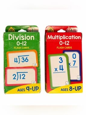 Set of School Zone Flashcards Division & Multiplication for ages 8/9 & Up